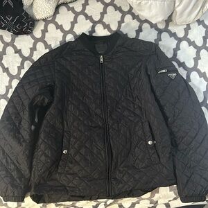 Prada Black Mens Quilted Bomber Jacket (Size 58)